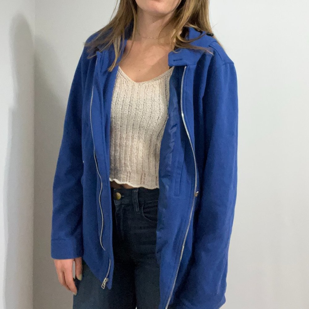 Royal blue loose-fitting pea coat